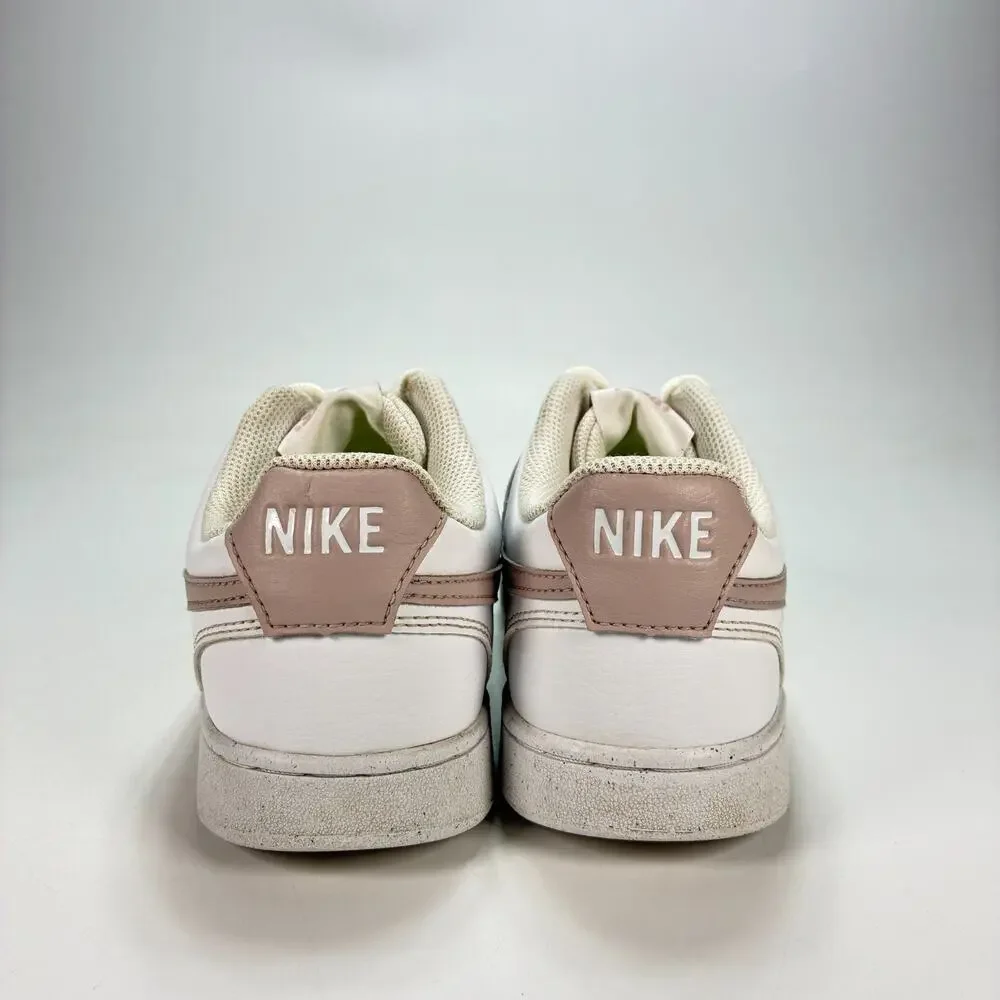 Nike Court Vision Low Next Nature White Pink Oxford Sneakers Shoes Womens Sz 8.5